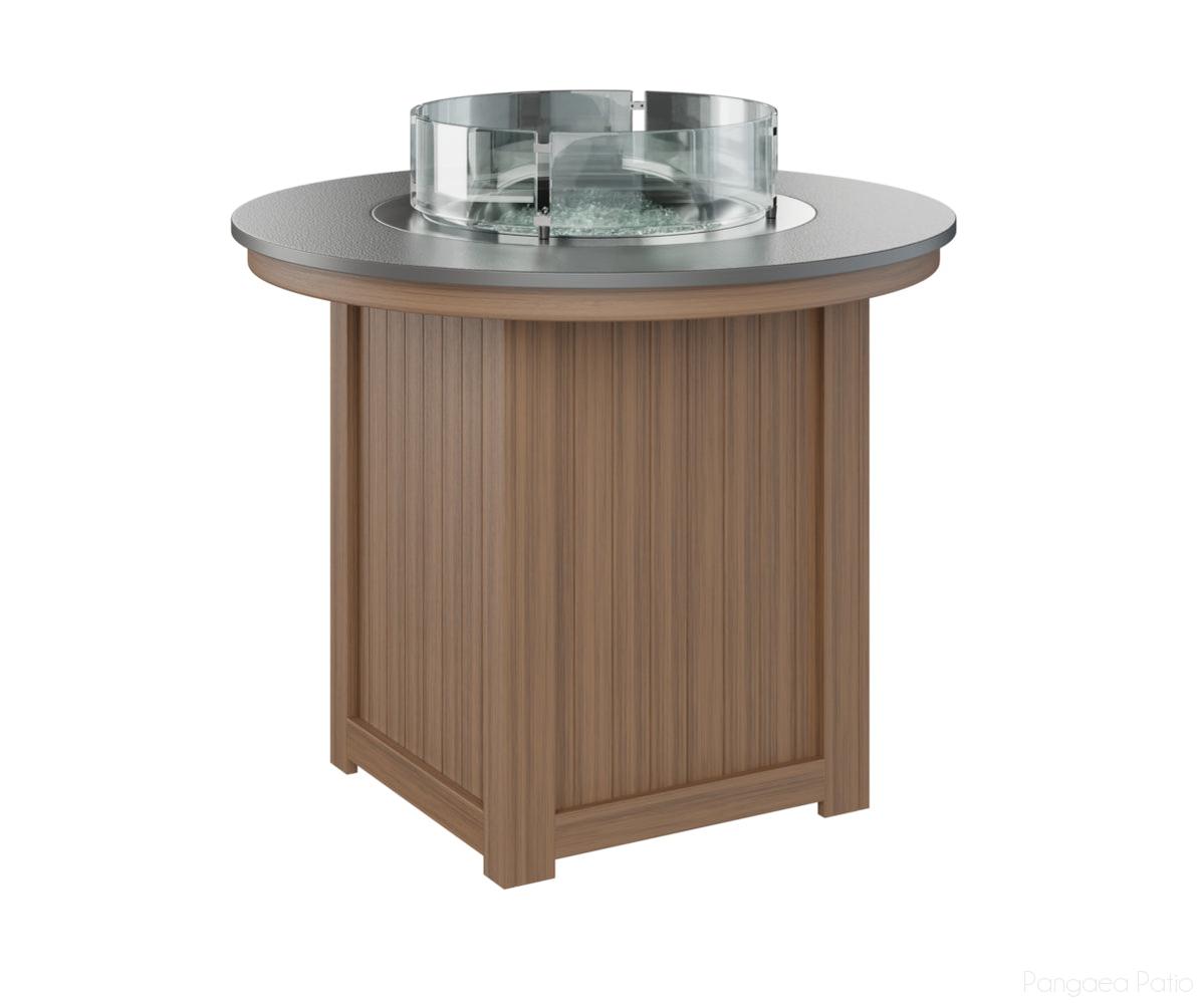 BGDHFT3644CSTAM-Berlin Gardens-Donoma 44" Round Fire Table - Hammered Top - Counter Height-Stainless BG-Antique Mahogany BG-Pangaea Patio