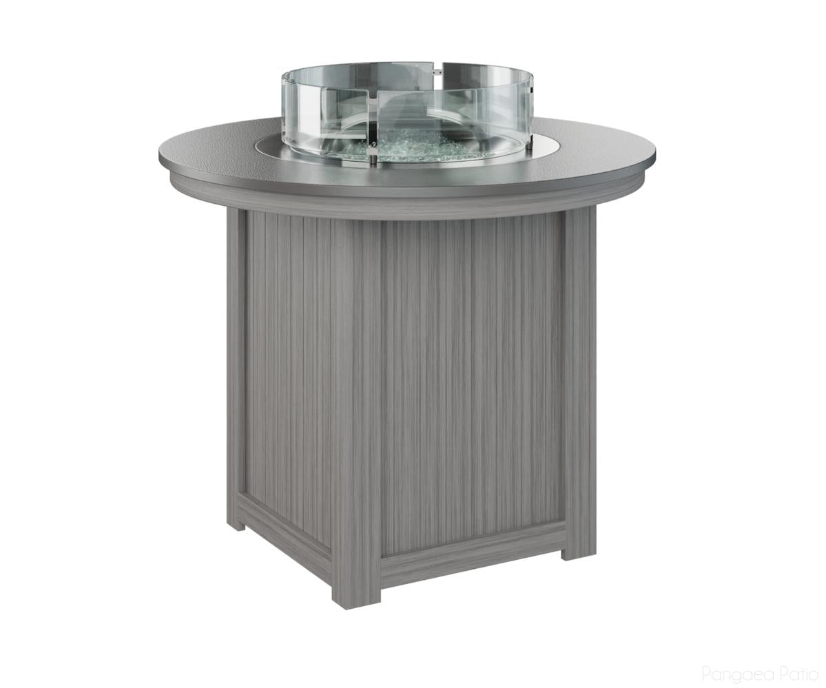 BGDHFT3644CSTDG-Berlin Gardens-Donoma 44" Round Fire Table - Hammered Top - Counter Height-Stainless BG-Driftwood Gray BG-Pangaea Patio
