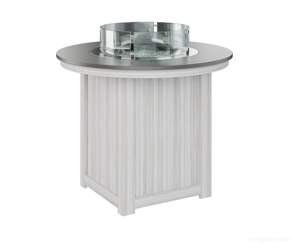 BGDHFT3644CSTSE-Berlin Gardens-Donoma 44" Round Fire Table - Hammered Top - Counter Height-Stainless BG-Seashell BG-Pangaea Patio