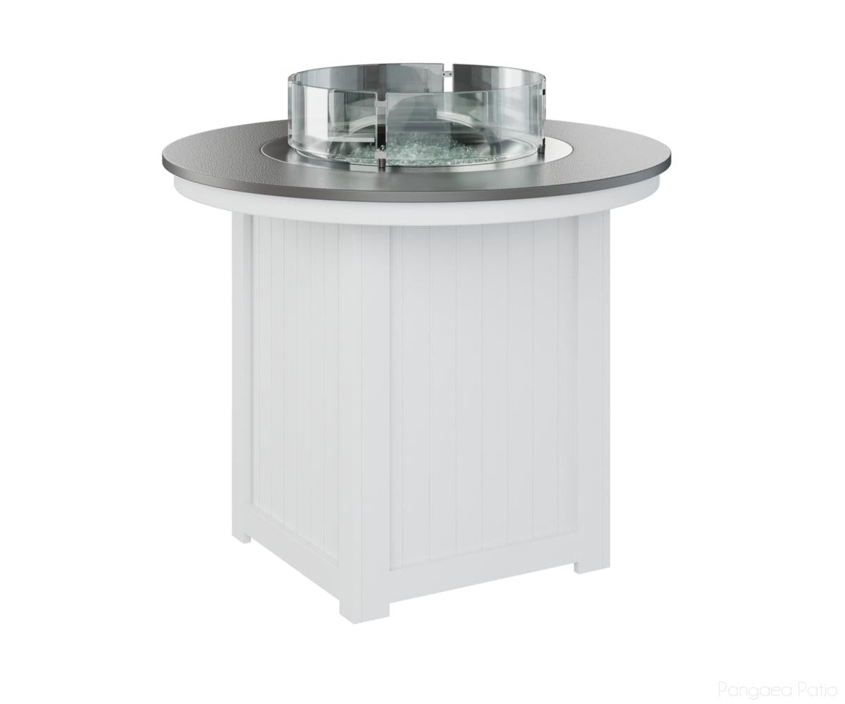 BGDHFT3644CSTWH-Berlin Gardens-Donoma 44" Round Fire Table - Hammered Top - Counter Height-Stainless BG-White BG-Pangaea Patio