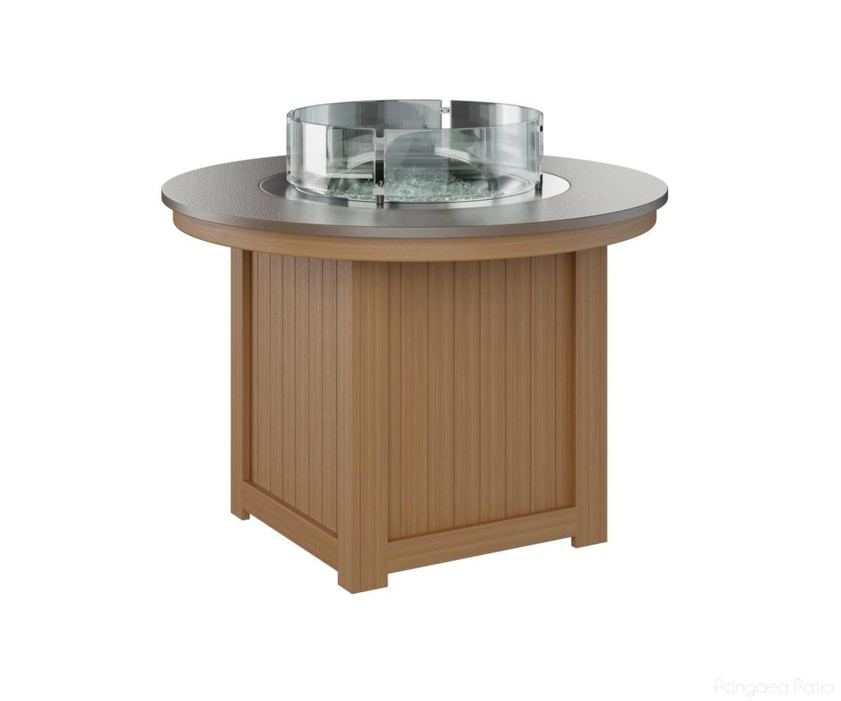 BGDHFT3044DBZNT-Berlin Gardens-Donoma 44" Round Fire Table - Hammered Top - Dining Height-Bronze BG-Natural Teak BG-Pangaea Patio