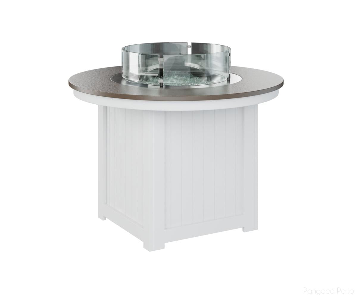 BGDHFT3044DBZWH-Berlin Gardens-Donoma 44" Round Fire Table - Hammered Top - Dining Height-Bronze BG-White BG-Pangaea Patio