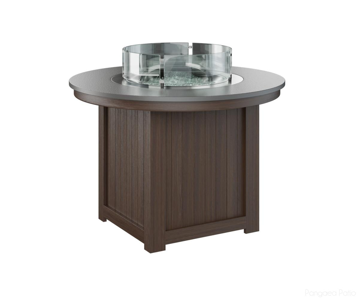 BGDHFT3044DSTBW-Berlin Gardens-Donoma 44" Round Fire Table - Hammered Top - Dining Height-Stainless BG-Brazilian Walnut BG-Pangaea Patio