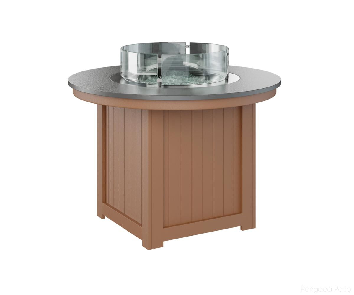 BGDHFT3044DSTCD-Berlin Gardens-Donoma 44" Round Fire Table - Hammered Top - Dining Height-Stainless BG-Cedar BG-Pangaea Patio