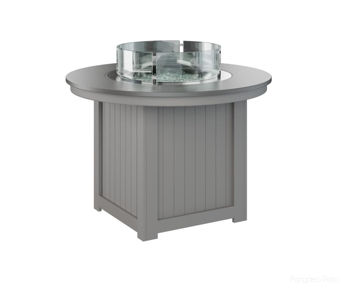 BGDHFT3044DSTLG-Berlin Gardens-Donoma 44" Round Fire Table - Hammered Top - Dining Height-Stainless BG-Light Gray BG-Pangaea Patio