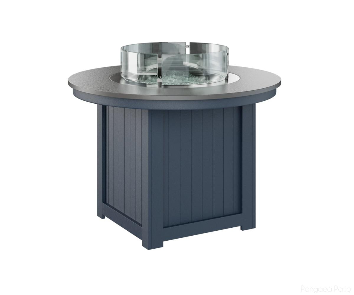 BGDHFT3044DSTNB-Berlin Gardens-Donoma 44" Round Fire Table - Hammered Top - Dining Height-Stainless BG-Navy Blue BG-Pangaea Patio