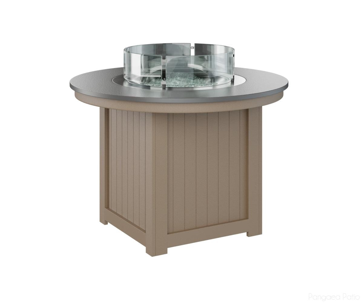 BGDHFT3044DSTWW-Berlin Gardens-Donoma 44" Round Fire Table - Hammered Top - Dining Height-Stainless BG-Weatherwood BG-Pangaea Patio
