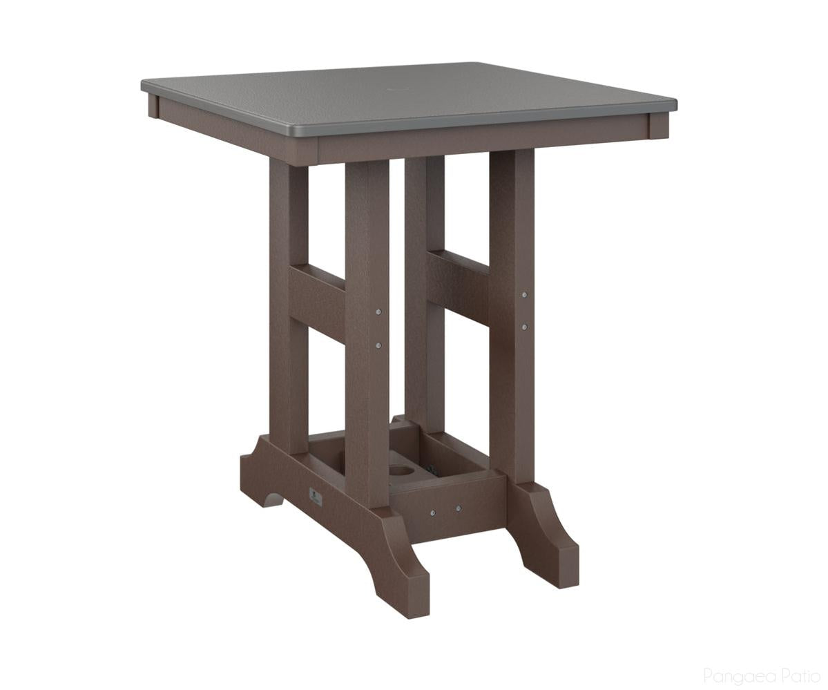 BGGCHF0028BSTCB-Berlin Gardens-Garden Classic 28" Square Table - Hammered Top - Bar Height-Stainless BG-Chocolate Brown BG-Pangaea Patio