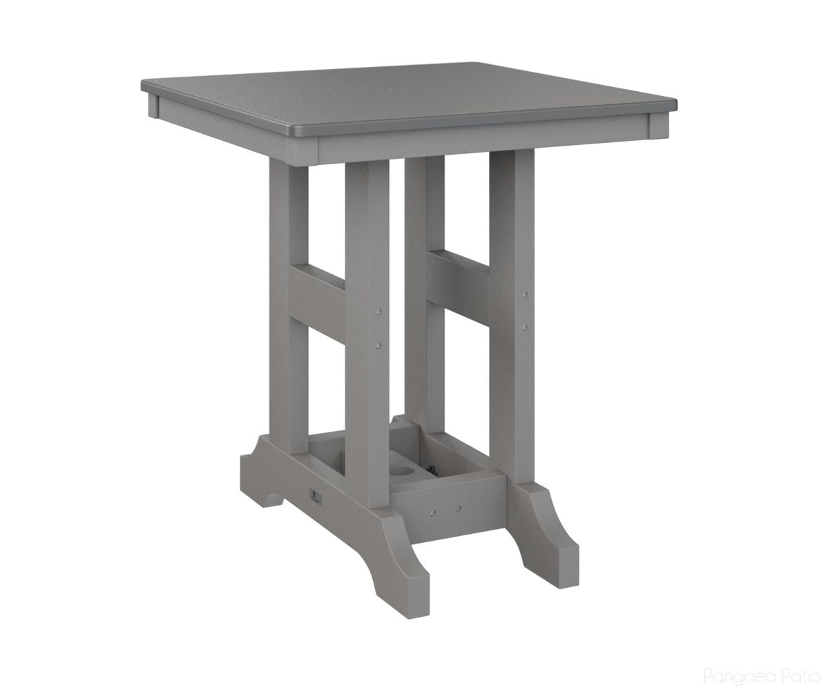 BGGCHF0028BSTLG-Berlin Gardens-Garden Classic 28" Square Table - Hammered Top - Bar Height-Stainless BG-Light Gray BG-Pangaea Patio