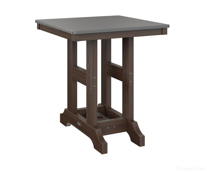 BGGCHF0028CSTBW-Berlin Gardens-Garden Classic 28" Square Table - Hammered Top - Counter Height-Stainless BG-Brazilian Walnut BG-Pangaea Patio