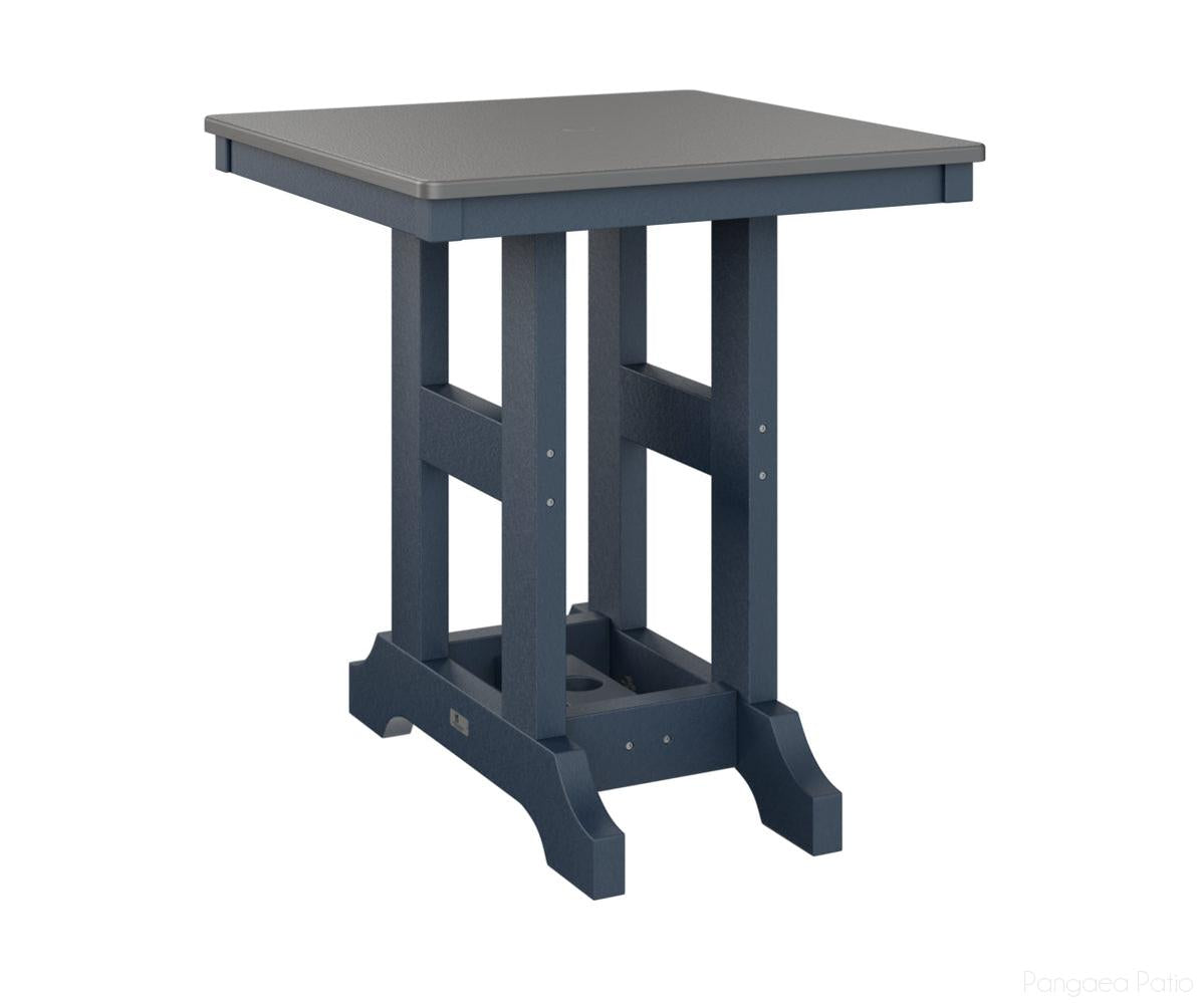 BGGCHF0028CSTNB-Berlin Gardens-Garden Classic 28" Square Table - Hammered Top - Counter Height-Stainless BG-Navy Blue BG-Pangaea Patio