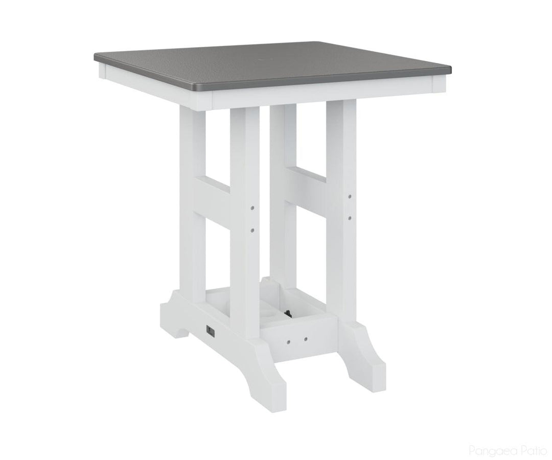 BGGCHF0028CSTWH-Berlin Gardens-Garden Classic 28" Square Table - Hammered Top - Counter Height-Stainless BG-White BG-Pangaea Patio
