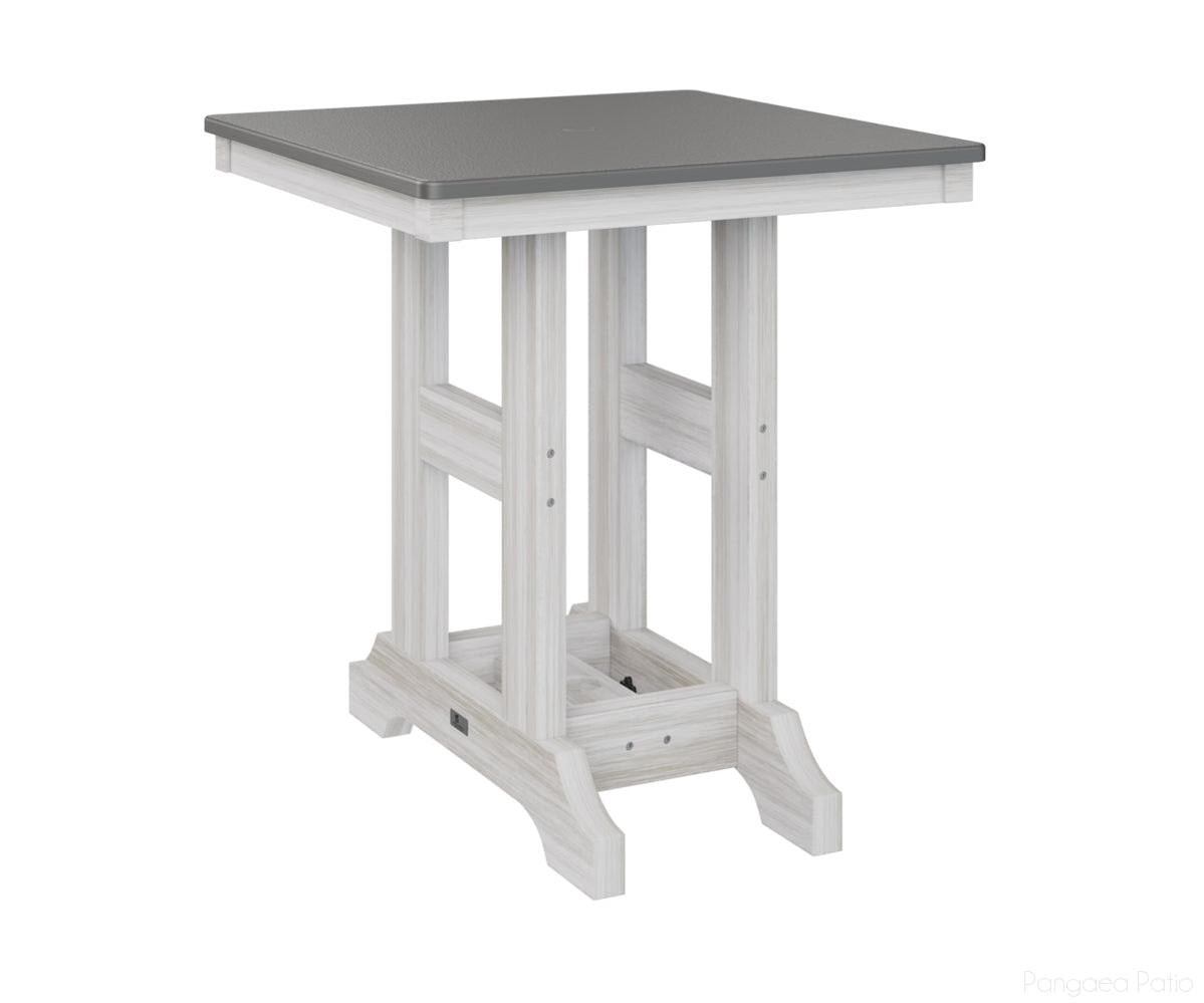 BGGCHF0028DSTSE-Berlin Gardens-Garden Classic 28" Square Table - Hammered Top - Dining Height-Stainless BG-Seashell BG-Pangaea Patio