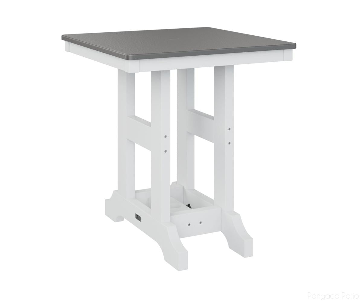 BGGCHF0028DSTWH-Berlin Gardens-Garden Classic 28" Square Table - Hammered Top - Dining Height-Stainless BG-White BG-Pangaea Patio