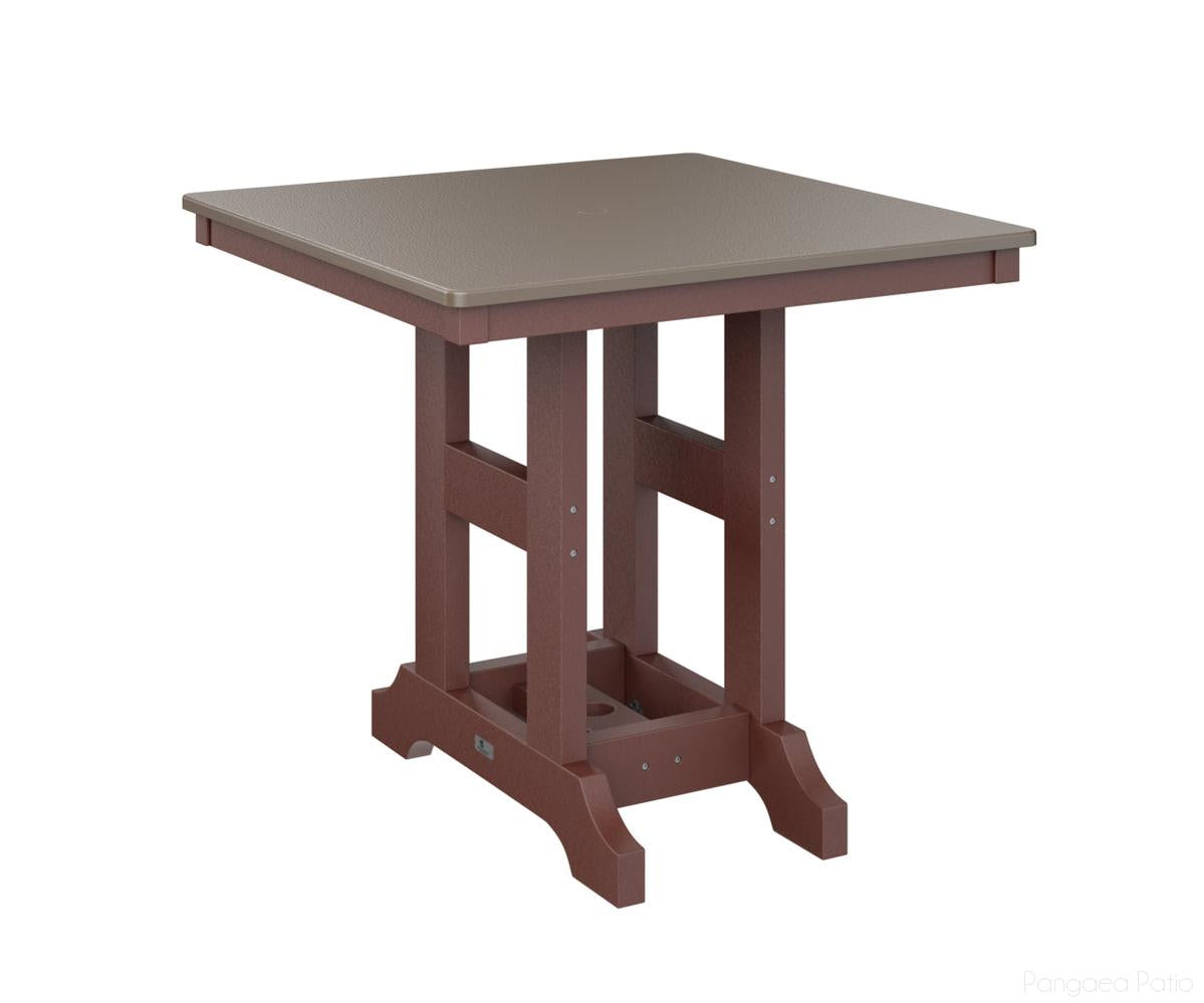 BGGCHF0033BBZBY-Berlin Gardens-Garden Classic 33" x 33" Square Table - Hammered Top - Bar Height-Bronze BG-Burgundy BG-Pangaea Patio