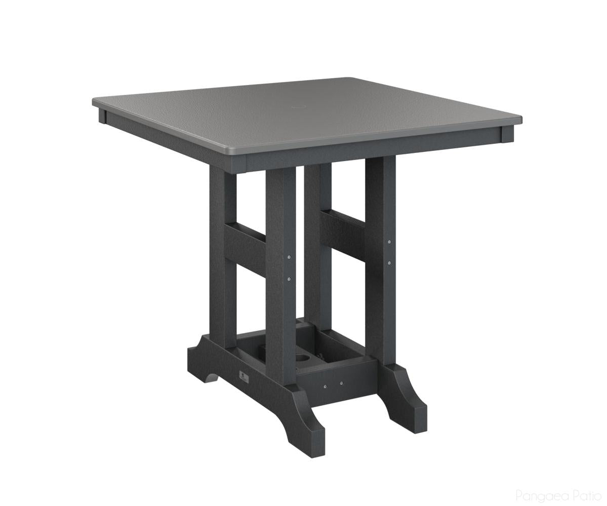 BGGCHF0033BSTBK-Berlin Gardens-Garden Classic 33" x 33" Square Table - Hammered Top - Bar Height-Stainless BG-Black BG-Pangaea Patio