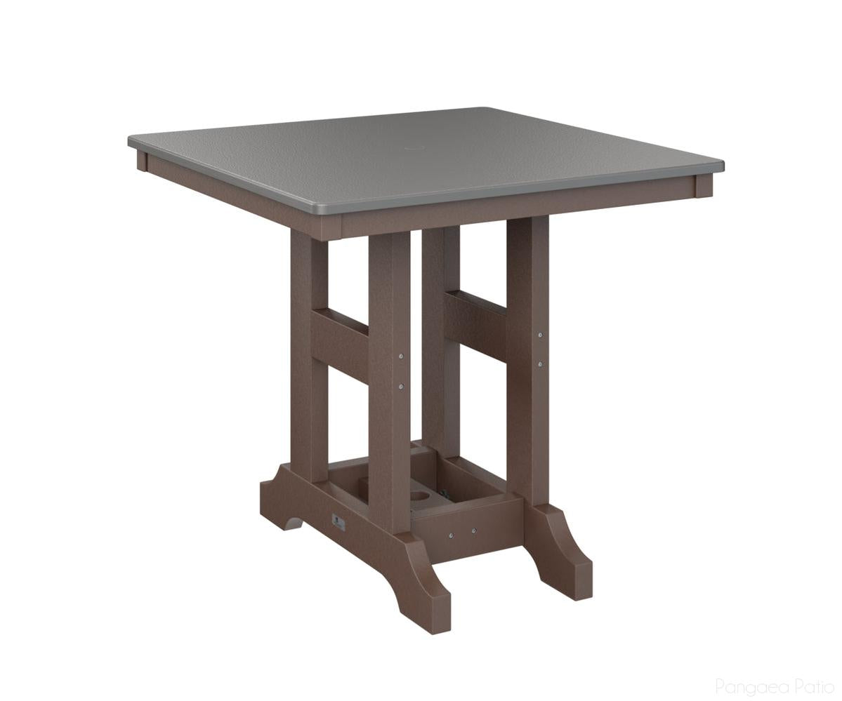 BGGCHF0033BSTCB-Berlin Gardens-Garden Classic 33" x 33" Square Table - Hammered Top - Bar Height-Stainless BG-Chocolate Brown BG-Pangaea Patio