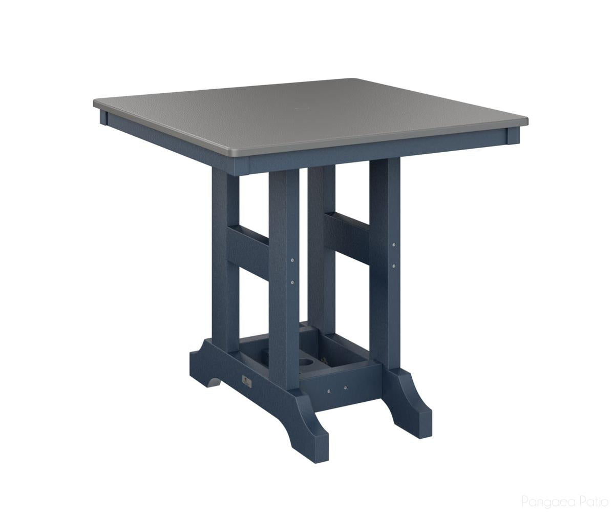 BGGCHF0033BSTNB-Berlin Gardens-Garden Classic 33" x 33" Square Table - Hammered Top - Bar Height-Stainless BG-Navy Blue BG-Pangaea Patio