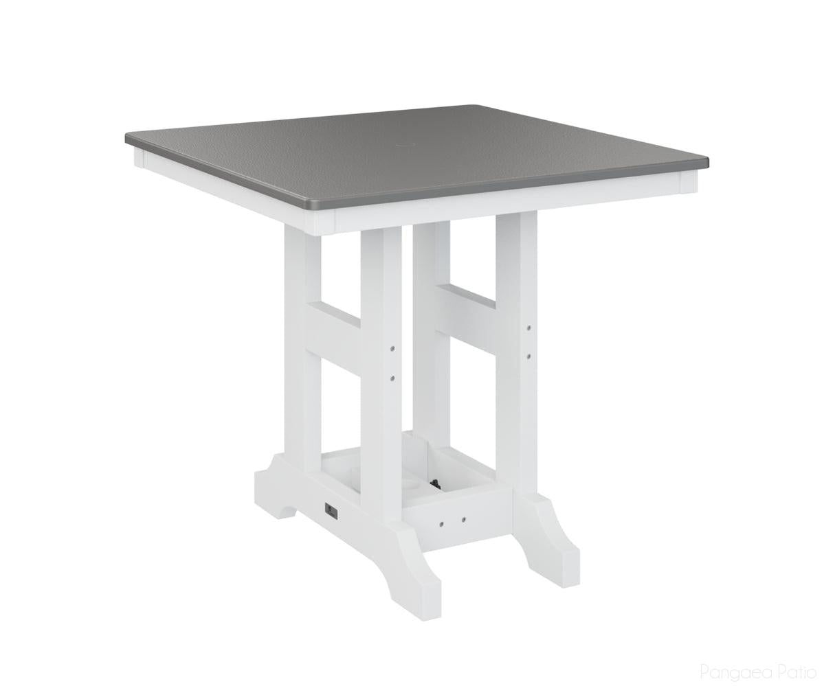 BGGCHF0033BSTWH-Berlin Gardens-Garden Classic 33" x 33" Square Table - Hammered Top - Bar Height-Stainless BG-White BG-Pangaea Patio
