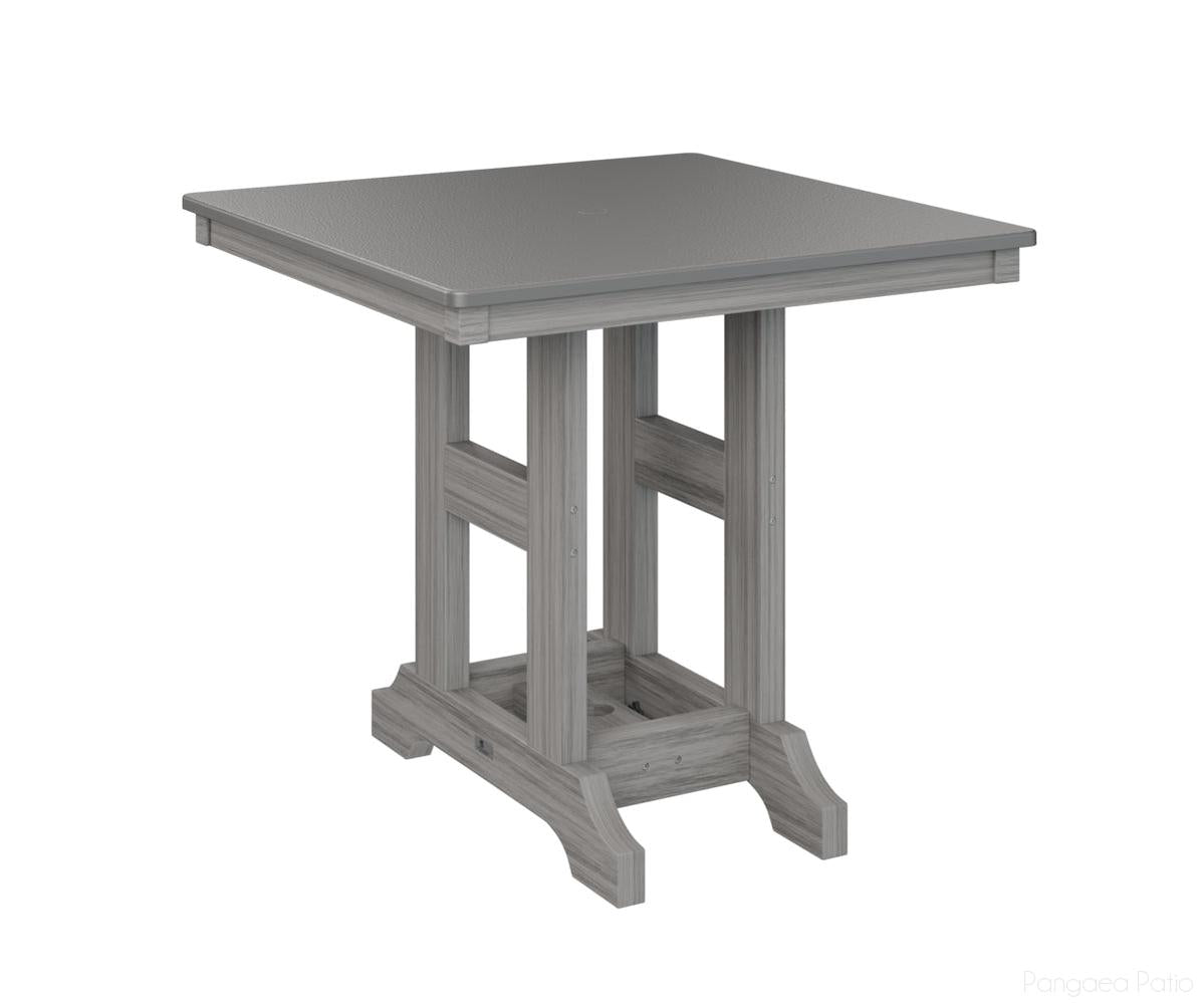 BGGCHF0033DSTDG-Berlin Gardens-Garden Classic 33" x 33" Square Table - Hammered Top - Dining Height-Stainless BG-Driftwood Gray BG-Pangaea Patio