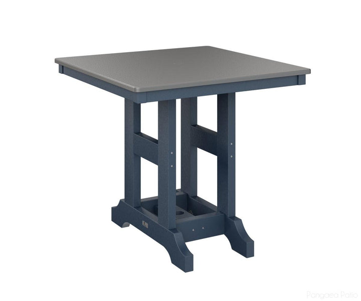 BGGCHF0033DSTNB-Berlin Gardens-Garden Classic 33" x 33" Square Table - Hammered Top - Dining Height-Stainless BG-Navy Blue BG-Pangaea Patio