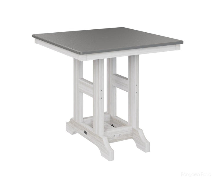 BGGCHF0033DSTSE-Berlin Gardens-Garden Classic 33" x 33" Square Table - Hammered Top - Dining Height-Stainless BG-Seashell BG-Pangaea Patio