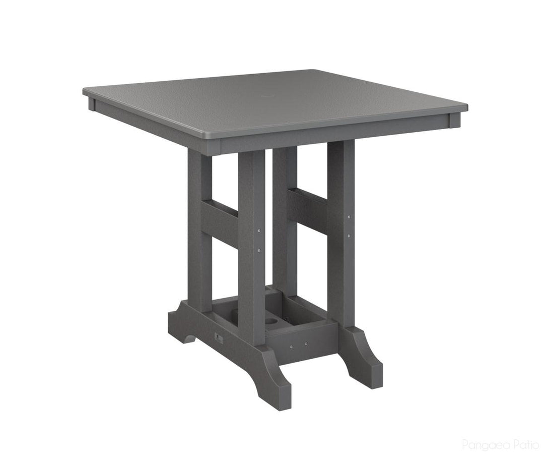 BGGCHF0033DSTSG-Berlin Gardens-Garden Classic 33" x 33" Square Table - Hammered Top - Dining Height-Stainless BG-Smoke Gray BG-Pangaea Patio