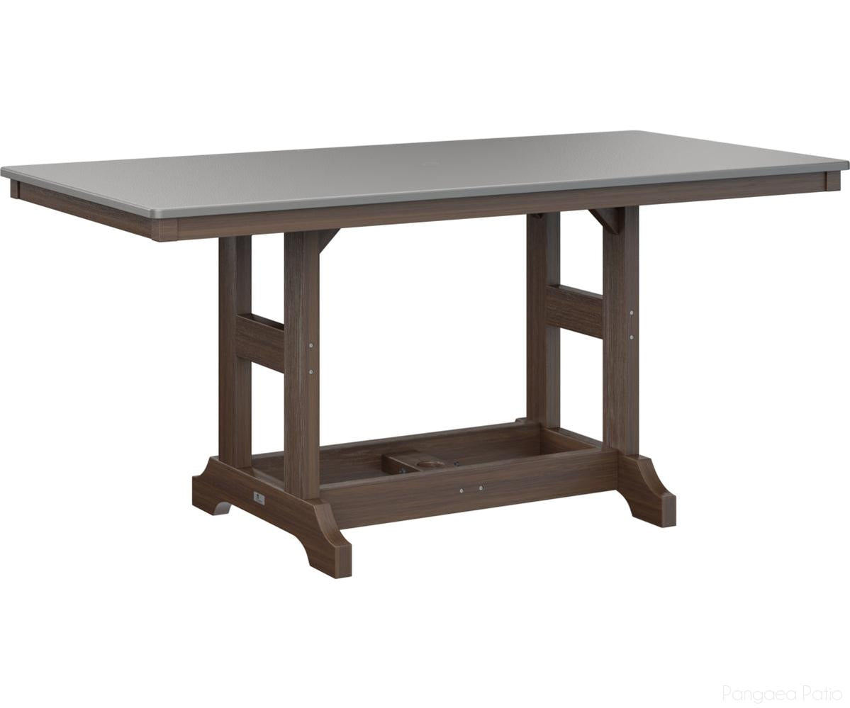 BGGCHF3366BSTBW-Berlin Gardens-Garden Classic 33" x 66" Rectangular Table - Hammered Top - Bar Height-Stainless BG-Brazilian Walnut BG-Pangaea Patio