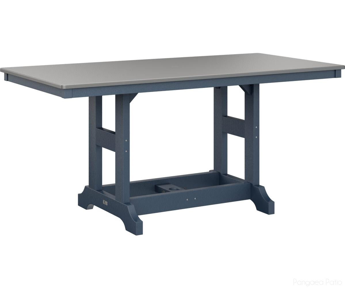 BGGCHF3366BSTNB-Berlin Gardens-Garden Classic 33" x 66" Rectangular Table - Hammered Top - Bar Height-Stainless BG-Navy Blue BG-Pangaea Patio