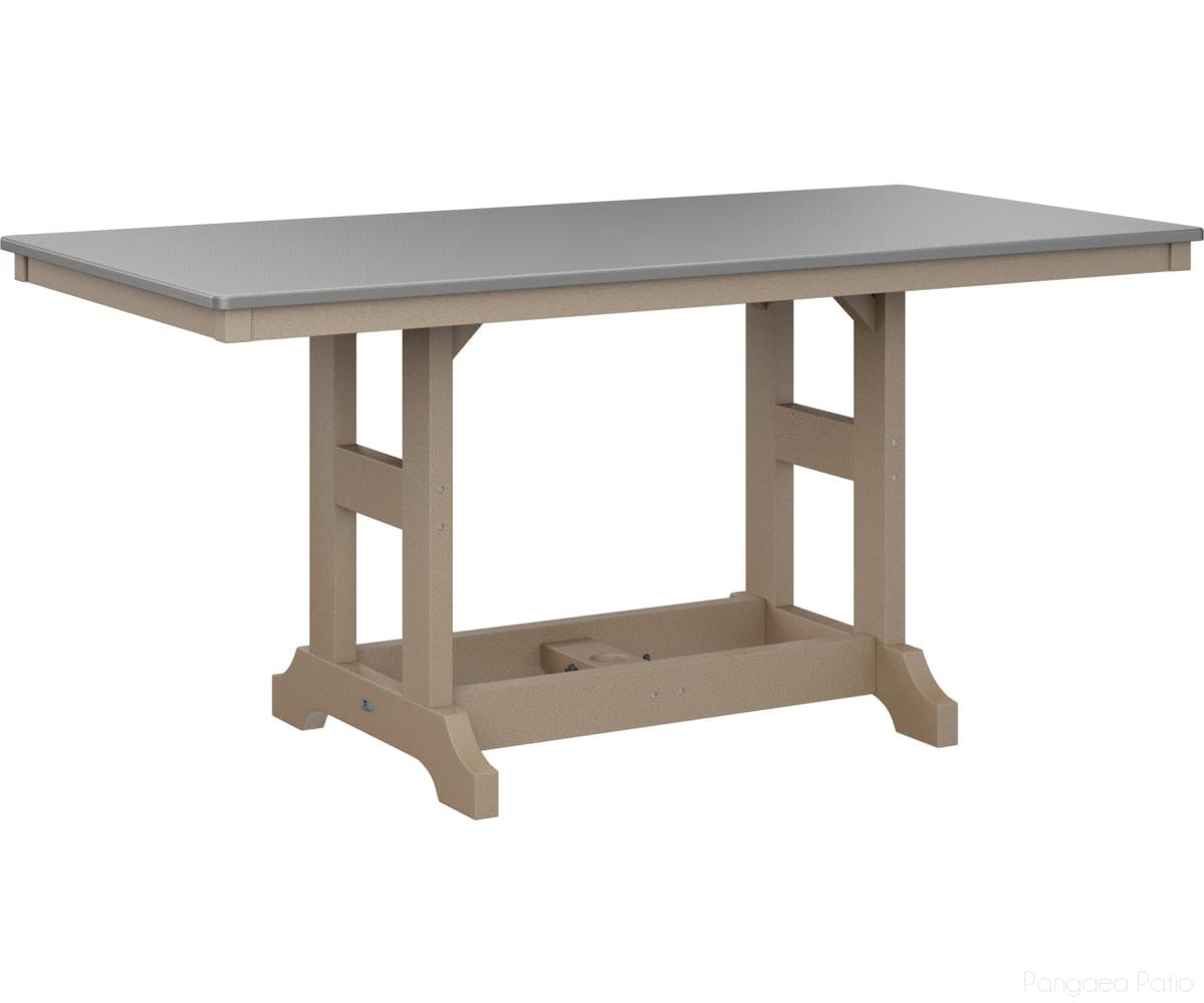 BGGCHF3366CSTWW-Berlin Gardens-Garden Classic 33" x 66" Rectangular Table - Hammered Top - Counter Height-Stainless BG-Weatherwood BG-Pangaea Patio
