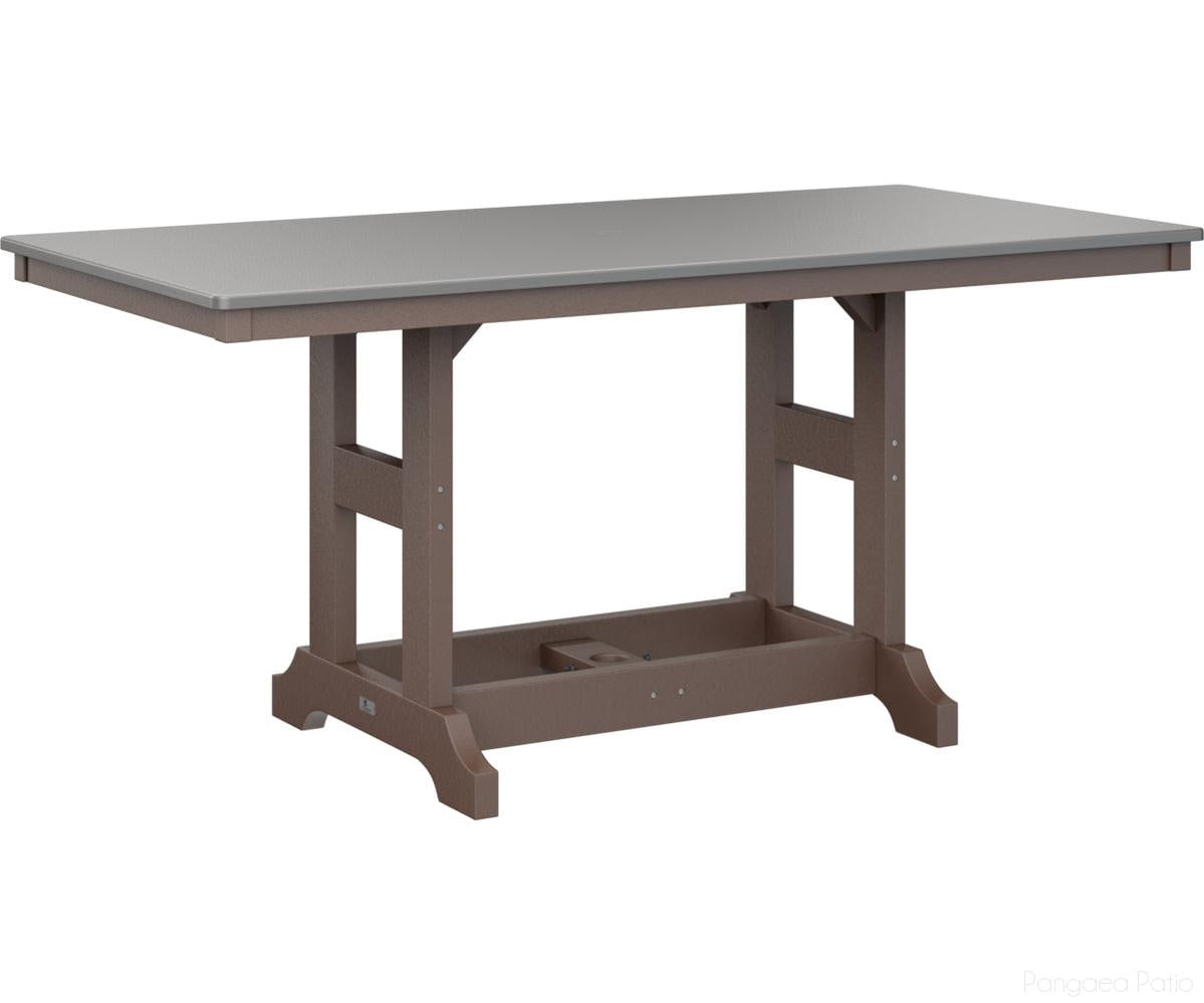 BGGCHF3366DSTCB-Berlin Gardens-Garden Classic 33" x 66" Rectangular Table - Hammered Top - Dining Height-Stainless BG-Chocolate Brown BG-Pangaea Patio