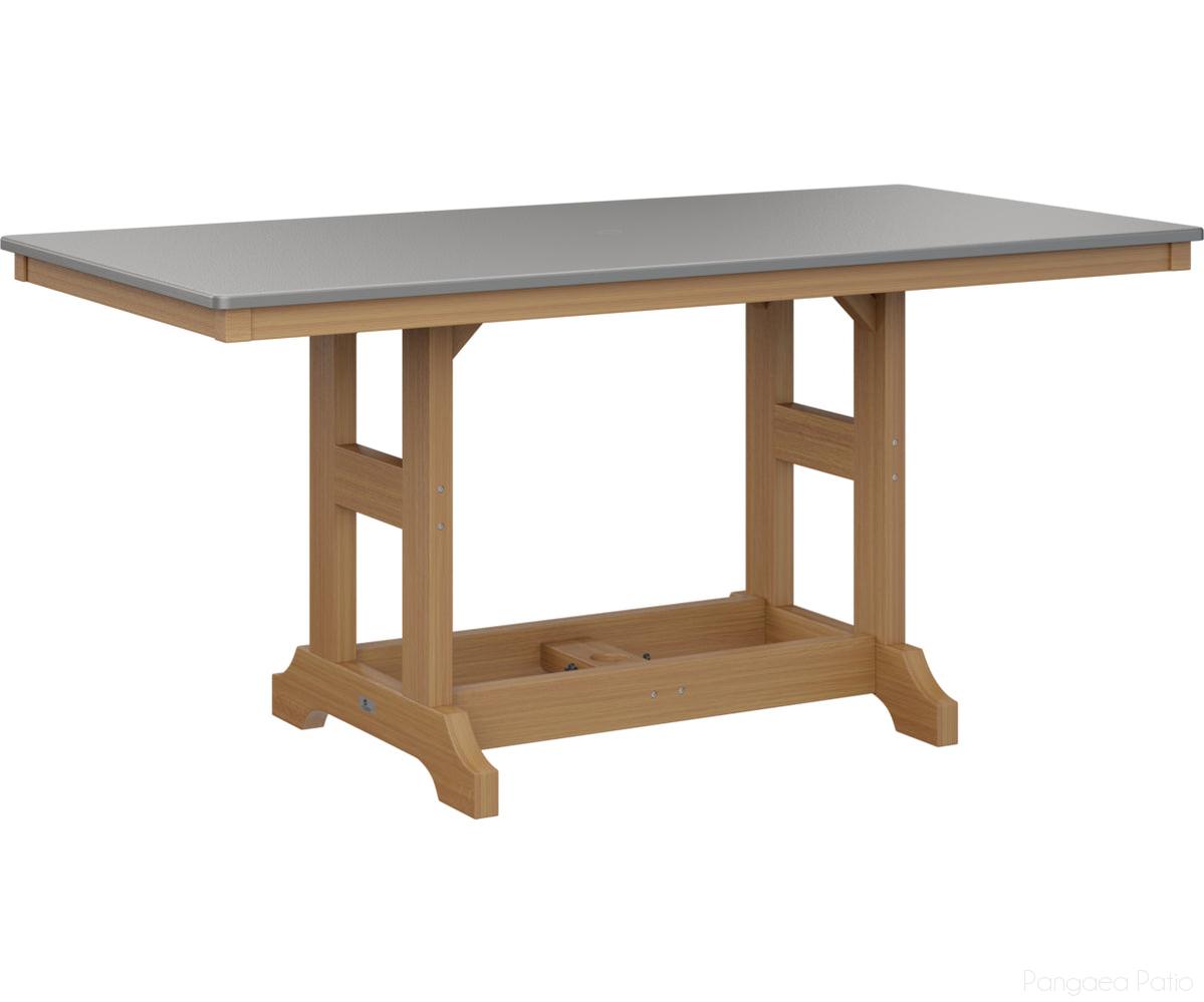 BGGCHF3366DSTNT-Berlin Gardens-Garden Classic 33" x 66" Rectangular Table - Hammered Top - Dining Height-Stainless BG-Natural Teak BG-Pangaea Patio