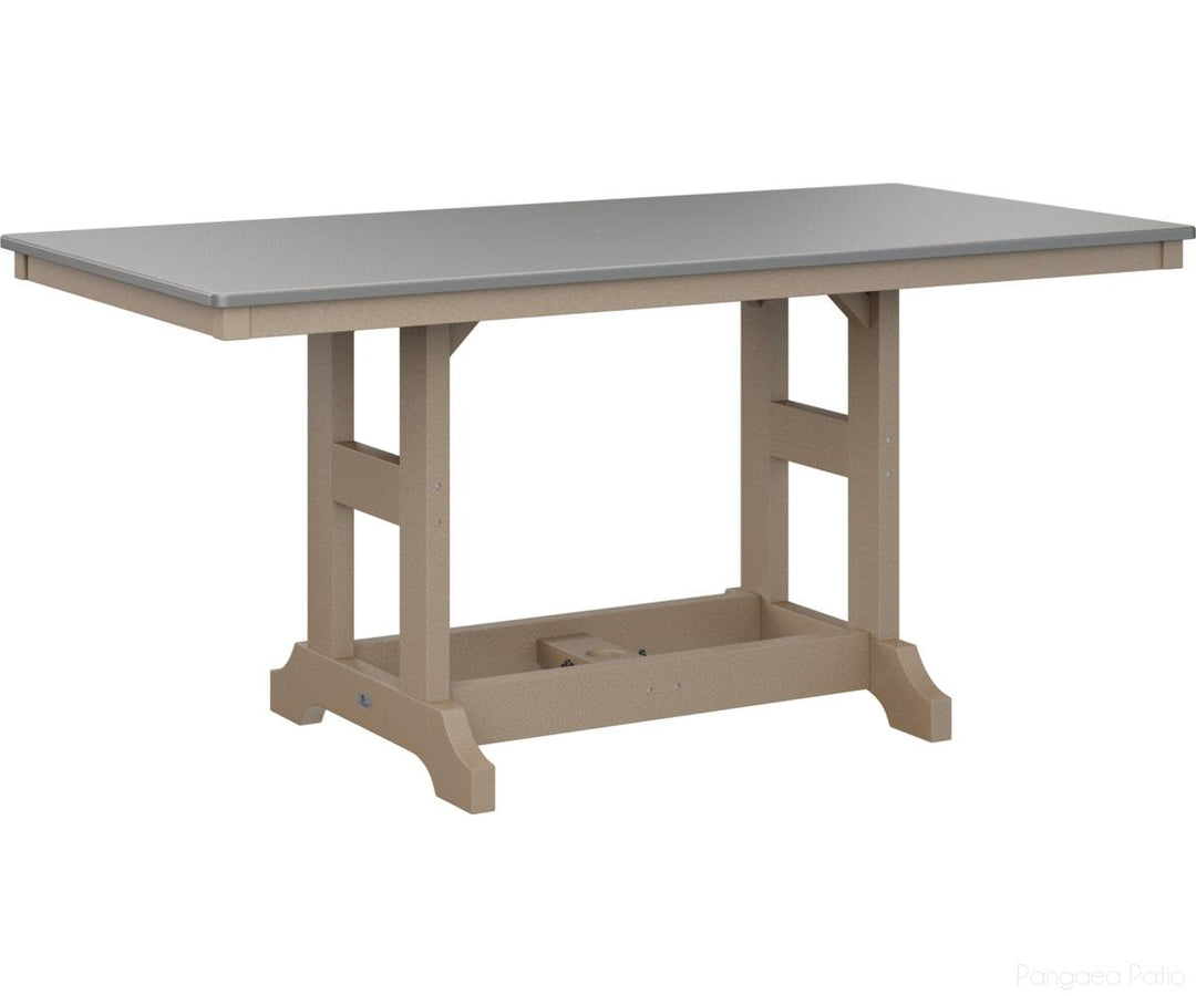 BGGCHF3366DSTWW-Berlin Gardens-Garden Classic 33" x 66" Rectangular Table - Hammered Top - Dining Height-Stainless BG-Weatherwood BG-Pangaea Patio