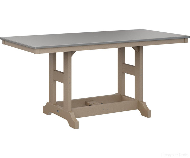 BGGCHF3366DSTWW-Berlin Gardens-Garden Classic 33" x 66" Rectangular Table - Hammered Top - Dining Height-Stainless BG-Weatherwood BG-Pangaea Patio