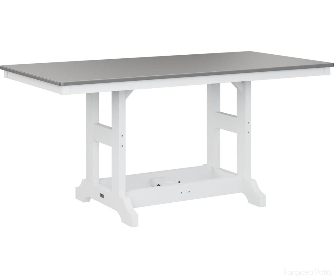 BGGCHF3366DSTWH-Berlin Gardens-Garden Classic 33" x 66" Rectangular Table - Hammered Top - Dining Height-Stainless BG-White BG-Pangaea Patio
