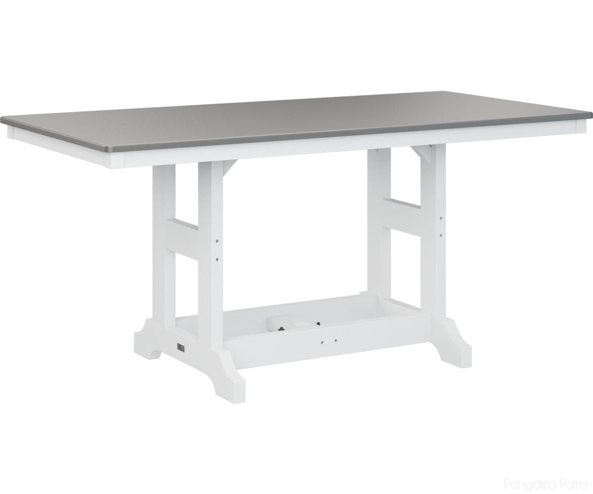 BGGCHF3366DSTWH-Berlin Gardens-Garden Classic 33" x 66" Rectangular Table - Hammered Top - Dining Height-Stainless BG-White BG-Pangaea Patio
