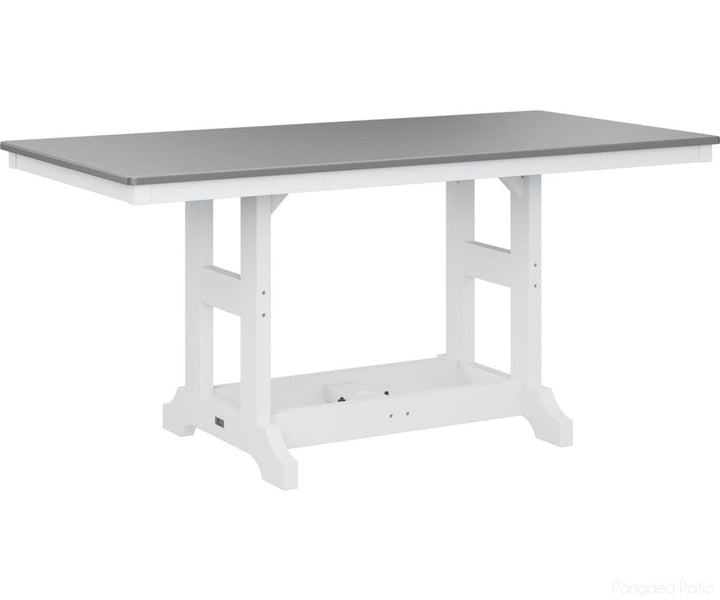 BGGCHF3366DSTWH-Berlin Gardens-Garden Classic 33" x 66" Rectangular Table - Hammered Top - Dining Height-Stainless BG-White BG-Pangaea Patio