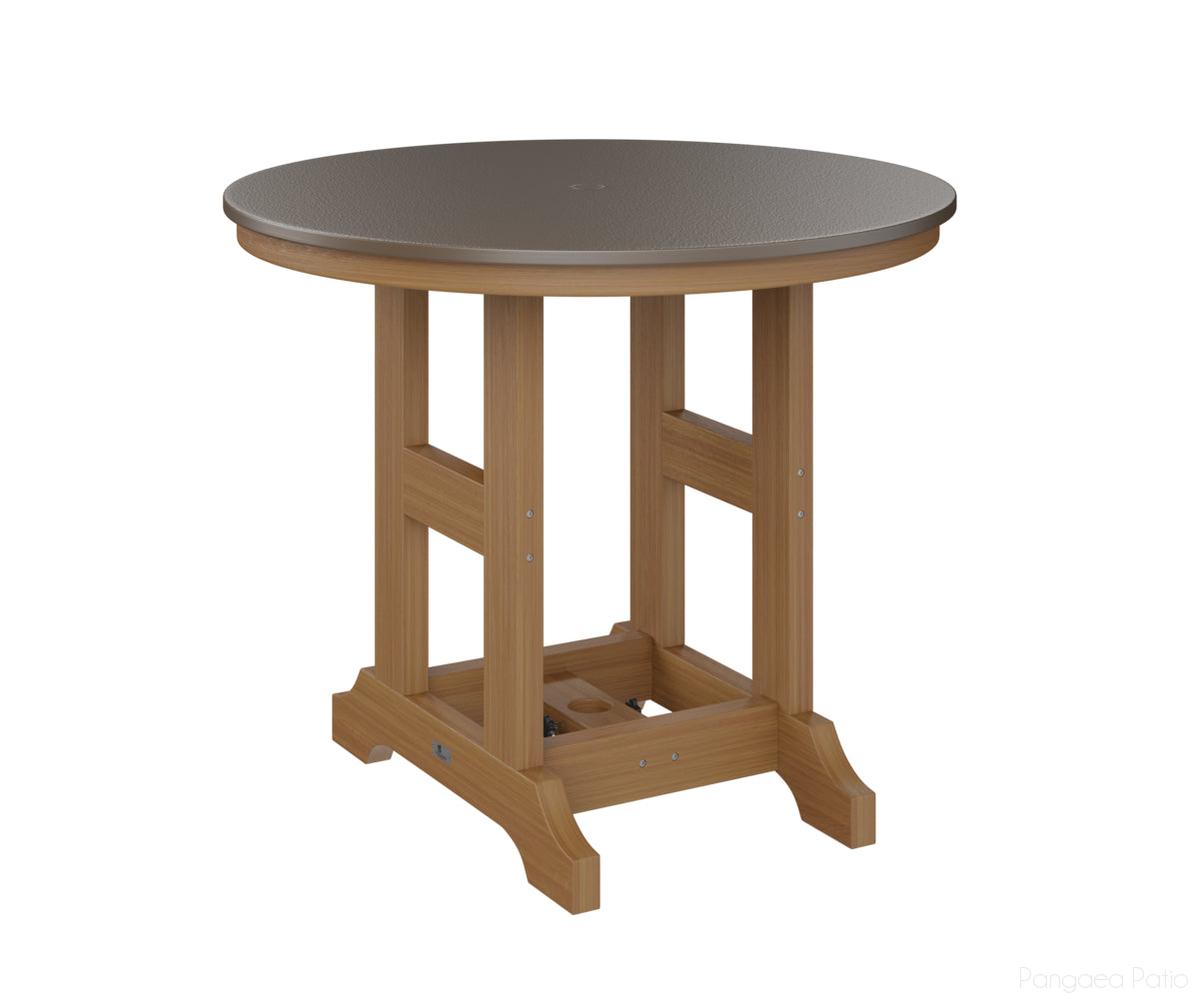 BGGCHF0038BBZNT-Berlin Gardens-Garden Classic 38" Round Table - Hammered Top - Bar Height-Bronze BG-Natural Teak BG-Pangaea Patio
