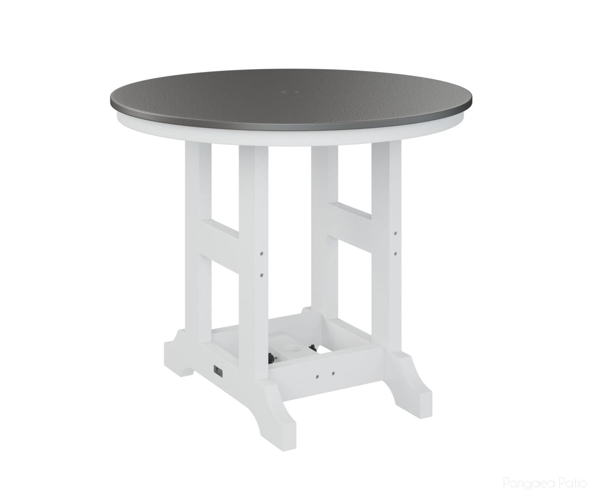BGGCHF0038BSTWH-Berlin Gardens-Garden Classic 38" Round Table - Hammered Top - Bar Height-Stainless BG-White BG-Pangaea Patio