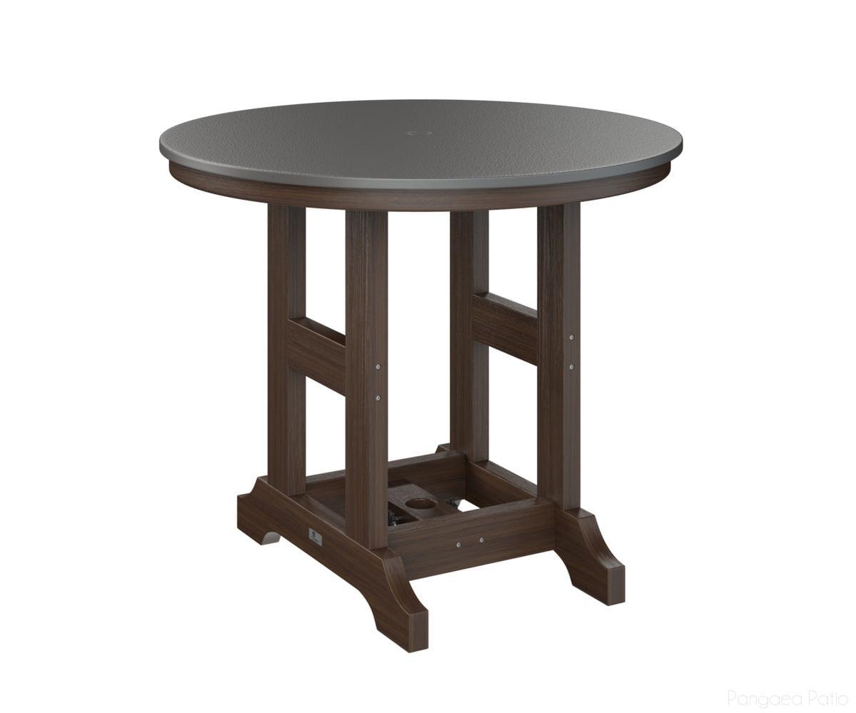BGGCHF0038CSTBW-Berlin Gardens-Garden Classic 38" Round Table - Hammered Top - Counter Height-Stainless BG-Brazilian Walnut BG-Pangaea Patio