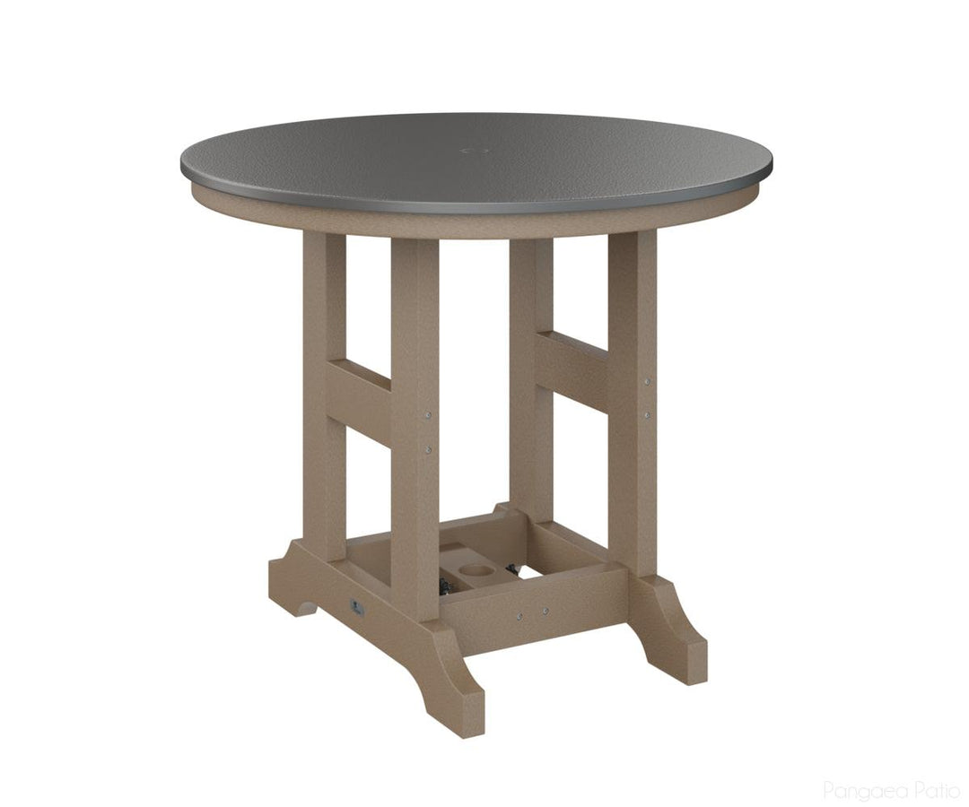 BGGCHF0038CSTWW-Berlin Gardens-Garden Classic 38" Round Table - Hammered Top - Counter Height-Stainless BG-Weatherwood BG-Pangaea Patio