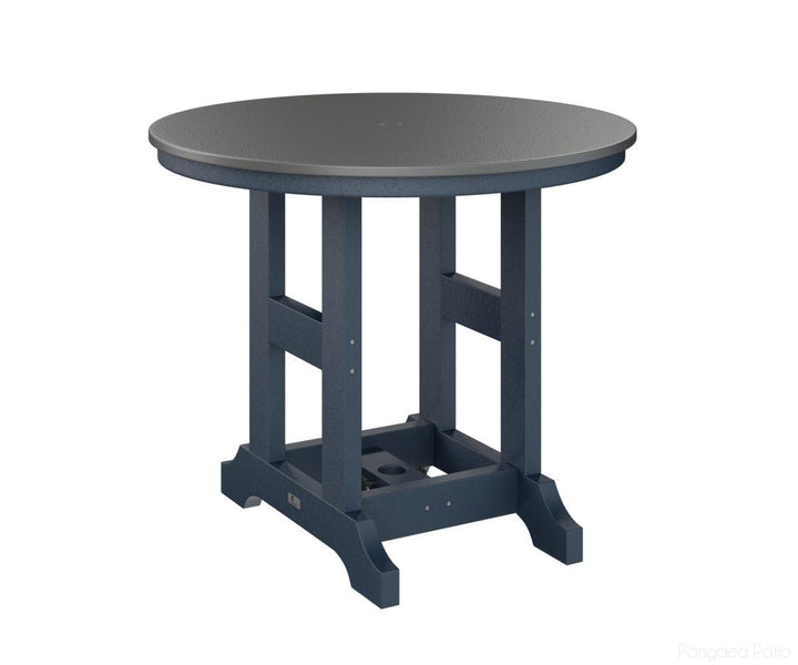 BGGCHF0038DSTNB-Berlin Gardens-Garden Classic 38" Round Table - Hammered Top - Dining Height-Stainless BG-Navy Blue BG-Pangaea Patio