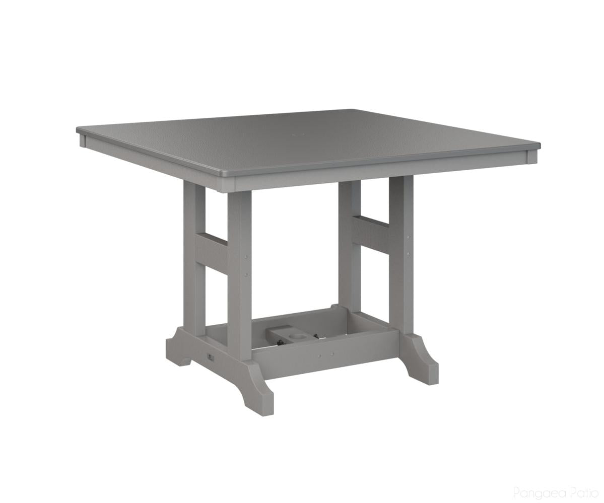 BGGCHF0044BSTLG-Berlin Gardens-Garden Classic 44" Square Table - Hammered Top - Bar Height-Stainless BG-Light Gray BG-Pangaea Patio