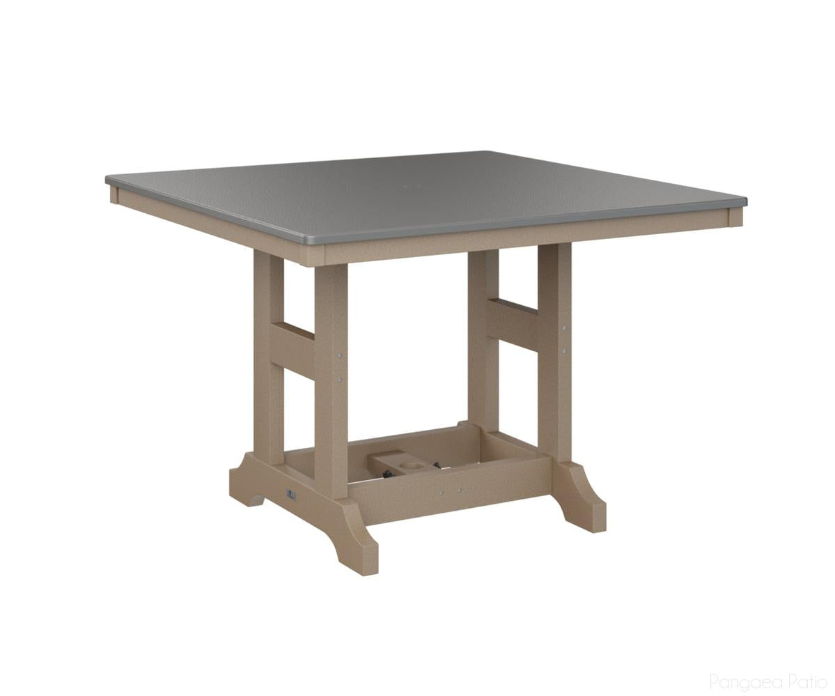 BGGCHF0044BSTWW-Berlin Gardens-Garden Classic 44" Square Table - Hammered Top - Bar Height-Stainless BG-Weatherwood BG-Pangaea Patio
