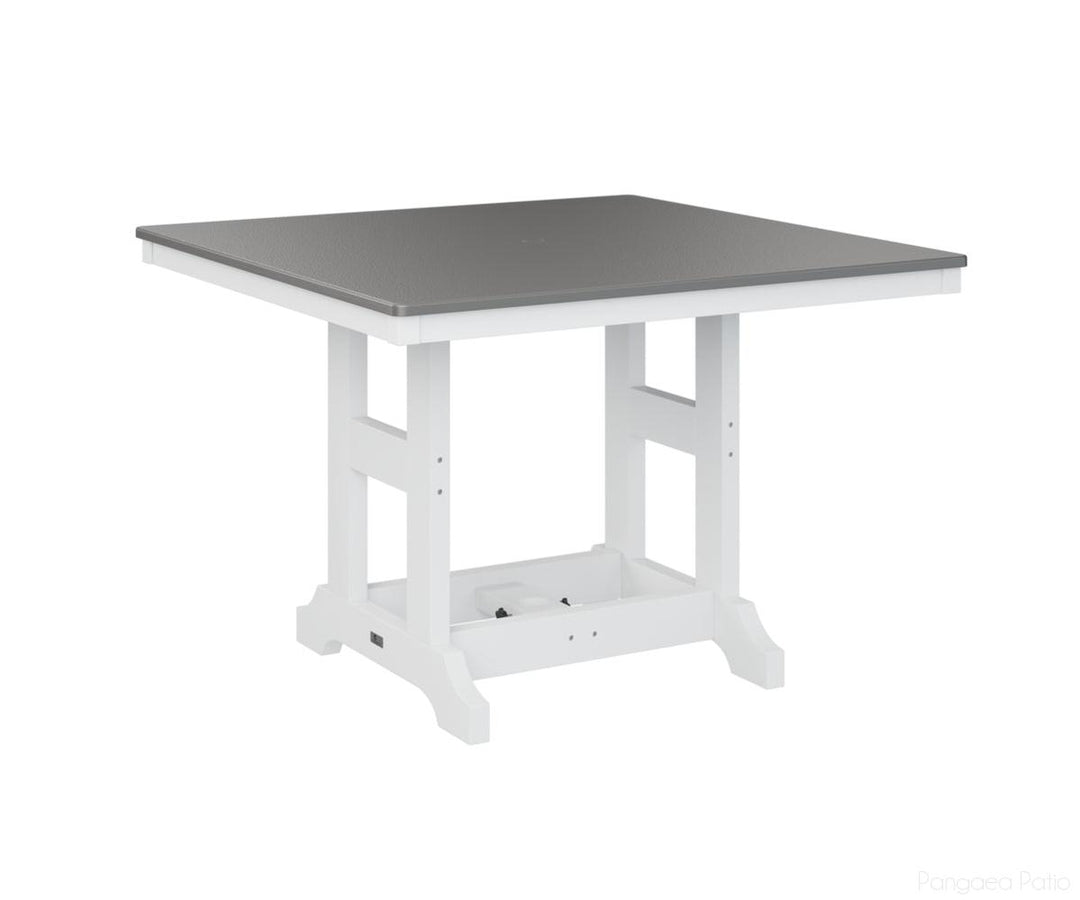 BGGCHF0044BSTWH-Berlin Gardens-Garden Classic 44" Square Table - Hammered Top - Bar Height-Stainless BG-White BG-Pangaea Patio