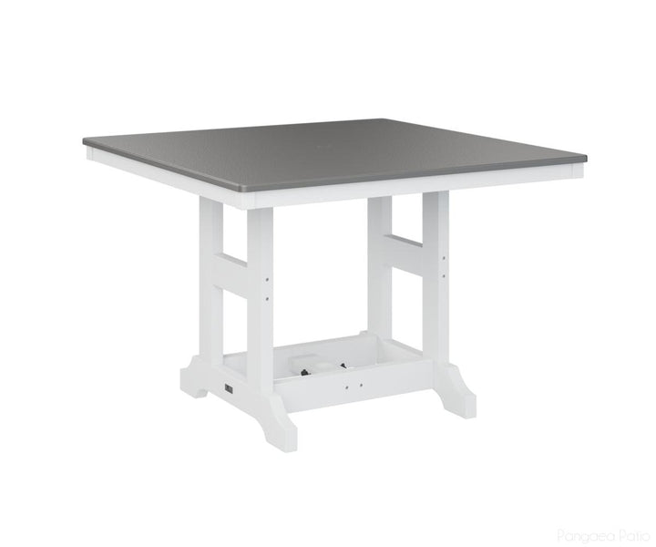 BGGCHF0044BSTWH-Berlin Gardens-Garden Classic 44" Square Table - Hammered Top - Bar Height-Stainless BG-White BG-Pangaea Patio