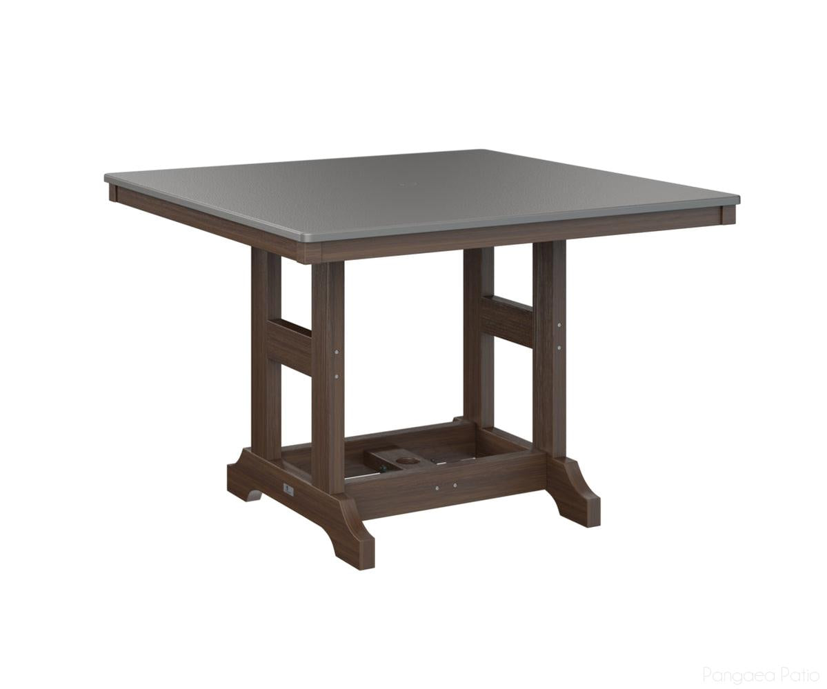 BGGCHF0044CSTBW-Berlin Gardens-Garden Classic 44" Square Table - Hammered Top - Counter Height-Stainless BG-Brazilian Walnut BG-Pangaea Patio