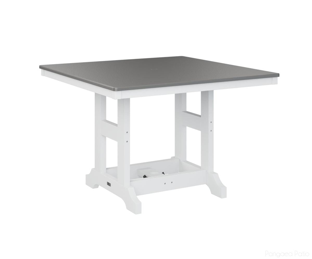 BGGCHF0044DSTWH-Berlin Gardens-Garden Classic 44" Square Table - Hammered Top - Dining Height-Stainless BG-White BG-Pangaea Patio