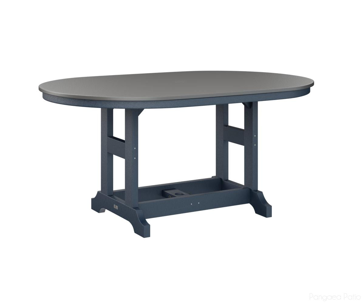 BGGCHF4464BSTNB-Berlin Gardens-Garden Classic 44" x 64" Oblong Table - Hammered Top - Bar Height-Stainless BG-Navy Blue BG-Pangaea Patio
