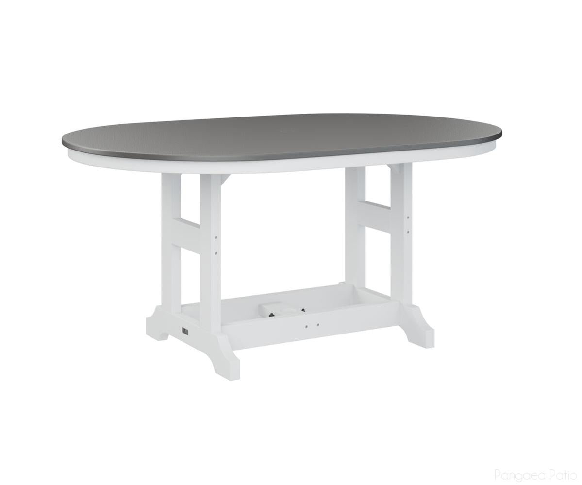 BGGCHF4464CSTWH-Berlin Gardens-Garden Classic 44" x 64" Oblong Table - Hammered Top - Counter Height-Stainless BG-White BG-Pangaea Patio